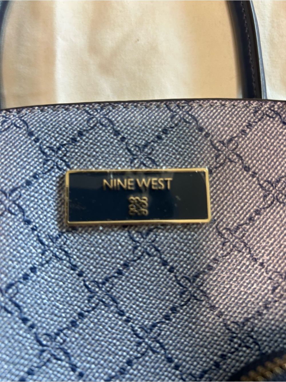 Nine West Blue Patterned Satchel with Coin Pouch - Picture 3 of 6